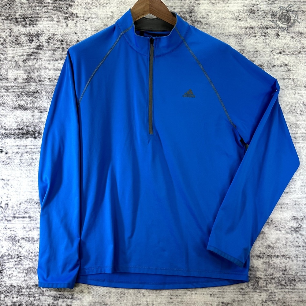 Adidas Golf 1/4 Zip Pullover‎ Men M Blue Long Sleeve Athletic Performance *READ*